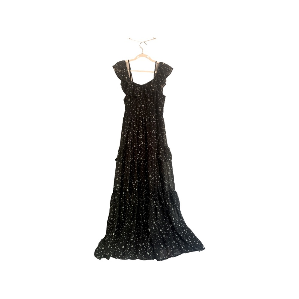 Black Scattered Stars Maxi Dress